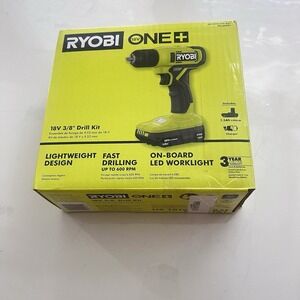 RYOBI ONE+ 18V Cordless 3/8" Drill/Driver Kit, 1.5 Ah Battery and Charger